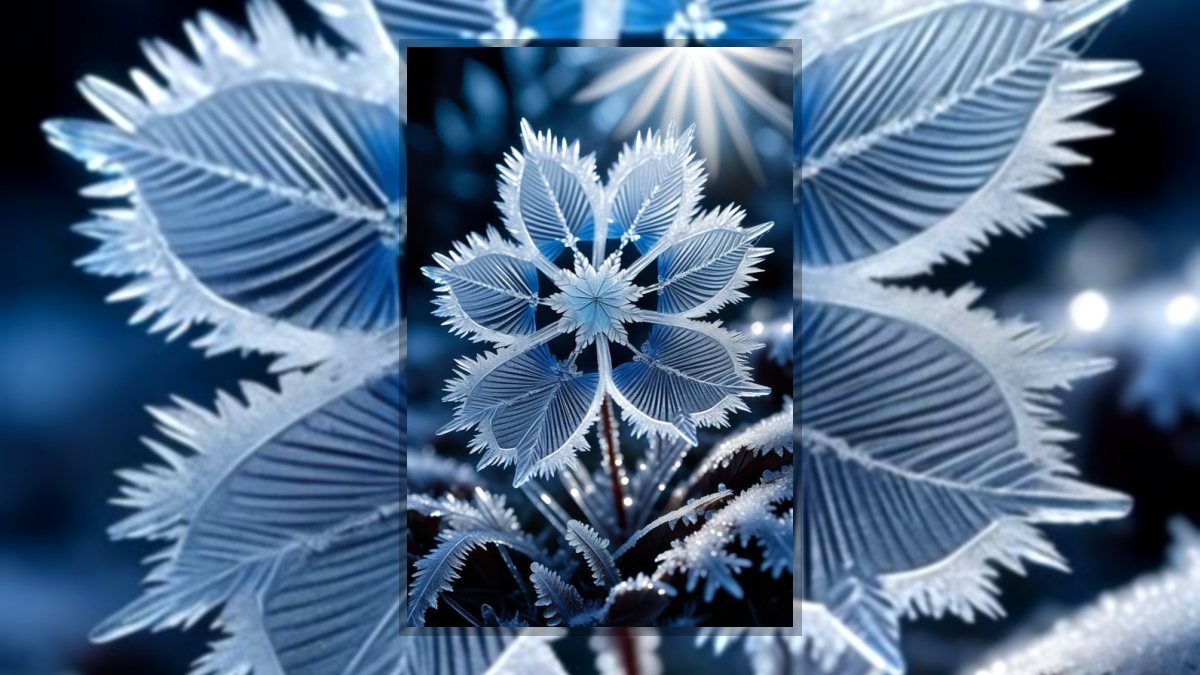 Rose Logan: Jégvirágok című vers illusztrációja a Múzsák Könyvtárában