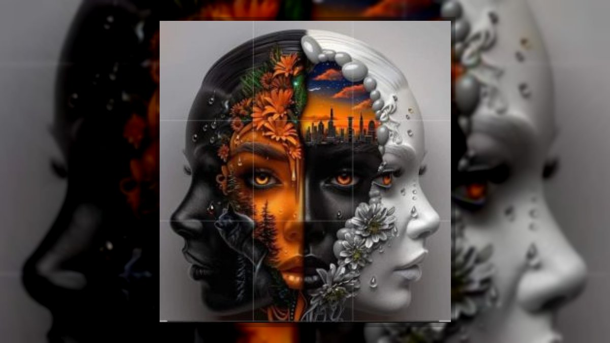 Gábor Edit: Ezer arc című vers illusztrációja a Múzsák Könyvtárában