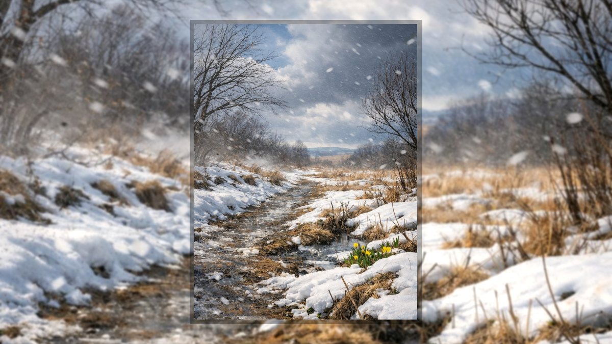 Antal Izsó: Tavaszváró haikuk című vers illusztrációja a Múzsák Könyvtárában