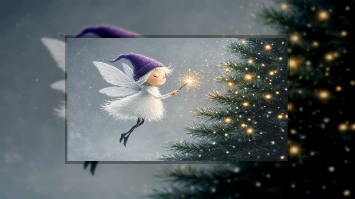 Kollár Kornélia: Karácsonyi tündér című vers illusztrációja a Múzsák Könyvtárában