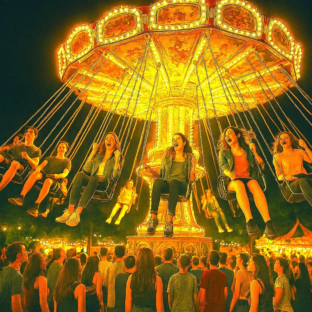 Antal Izsó: A körhintán című vers illusztrációja a Múzsák Könyvtárában