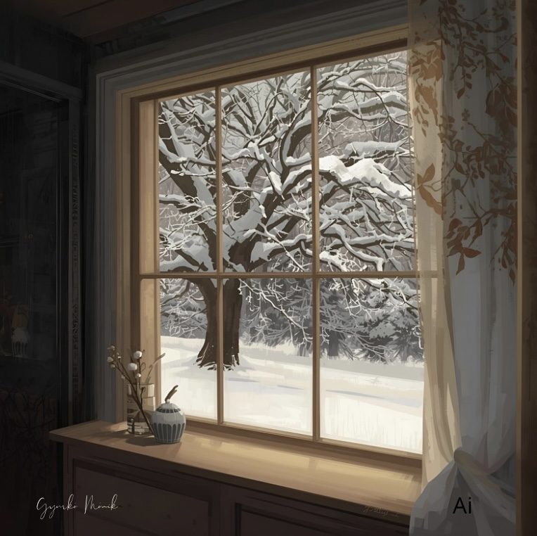 Gyurkó Mónika: Néma csend című vers illusztrációja a Múzsák Könyvtárában