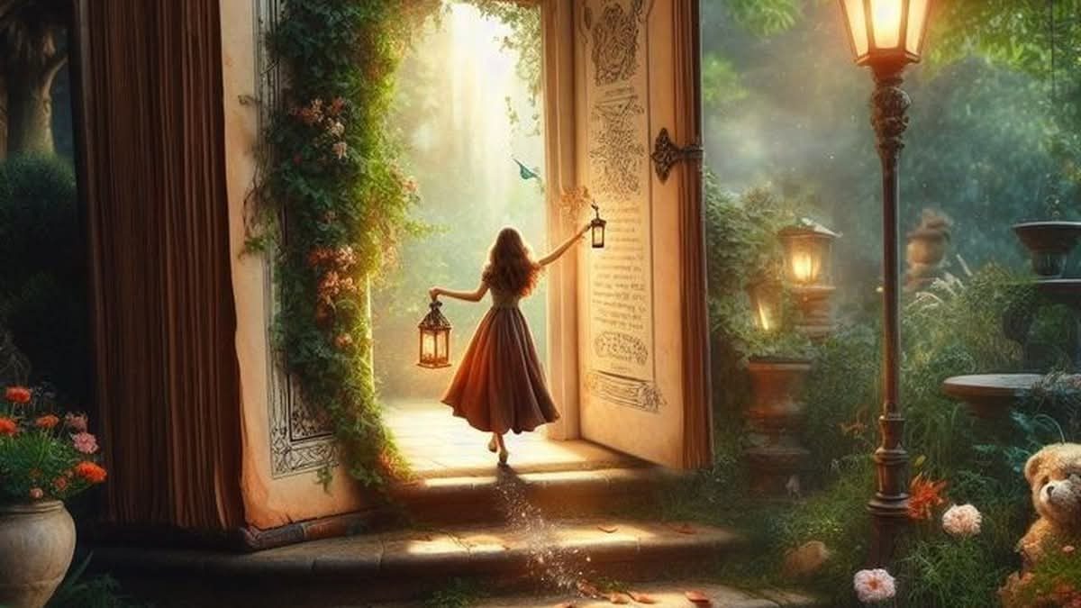 Soósné Balassa Eszter: Nyitott könyv című vers illusztrációja a Múzsák Könyvtárában