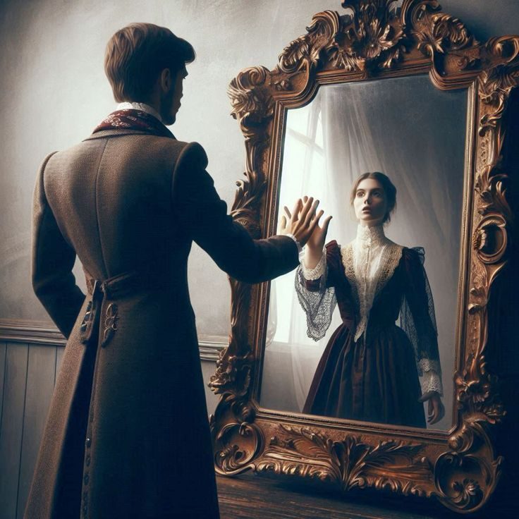 Bonnie Marcelé: A tükör két arca című vers illusztrációja a Múzsák Könyvtárában