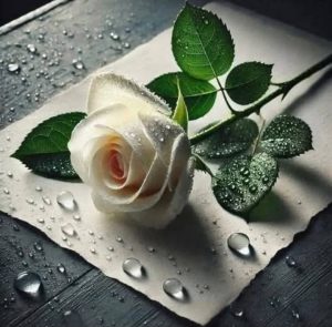 Fekete Ida Virág: A rózsák éjjel sírnak című vers illusztrációja a Múzsák Könyvtárában