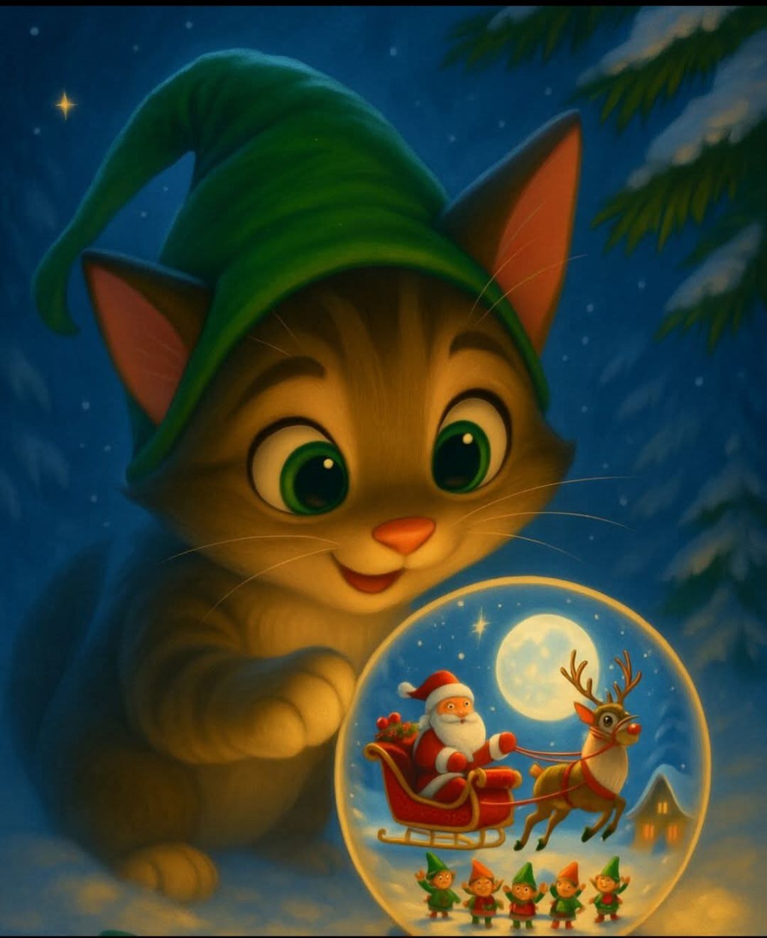 Ynela Zíléna: A hócsengős éjszaka című vers illusztrációja a Múzsák Könyvtárában