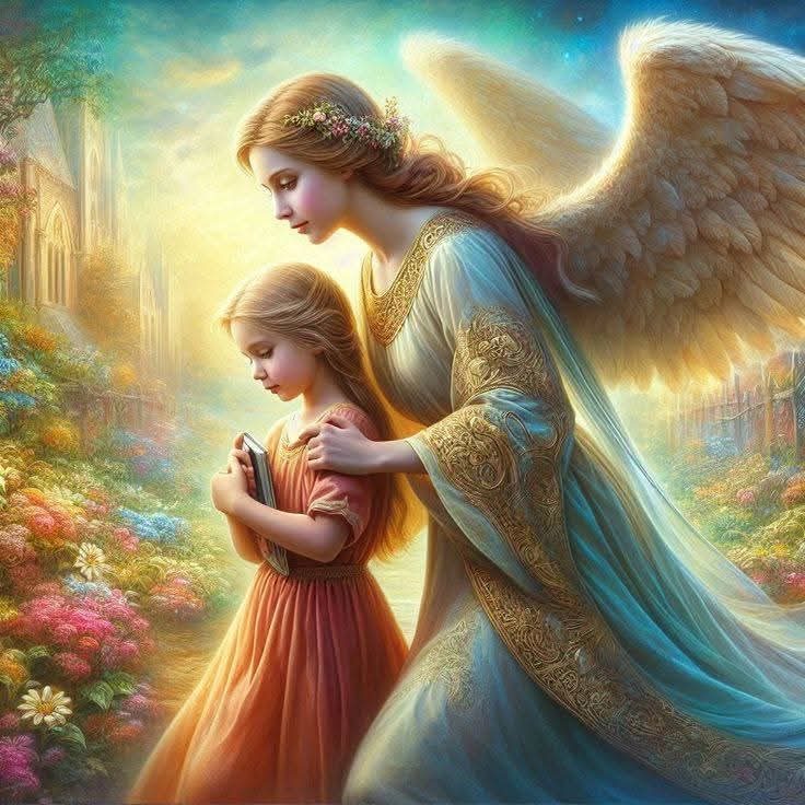 Gyólay Karolina: Őrangyal oltalma című vers illusztrációja a Múzsák Könyvtárában