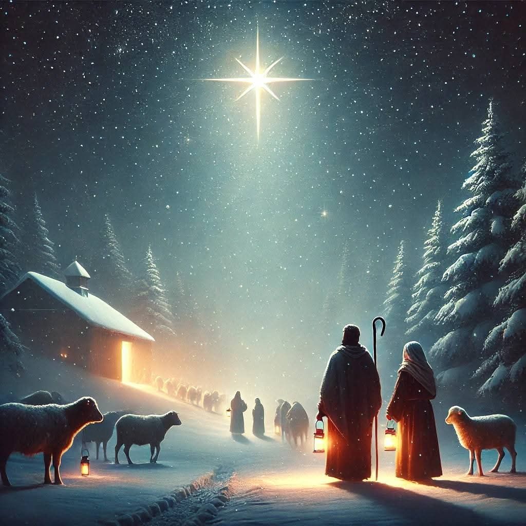 Brettnerné Ónadi Krisztina: Karácsonynak éjszakáján című vers illusztrációja a Múzsák Könyvtárában