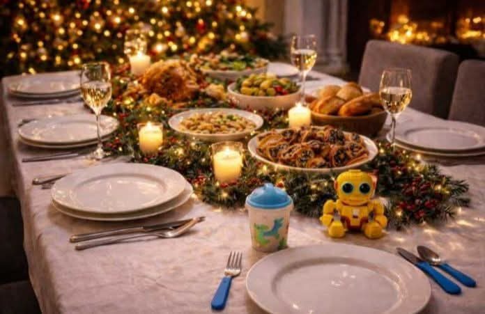 Mihályné Tordai: December 26. – Egy asztalnyi csend című vers illusztrációja a Múzsák Könyvtárában