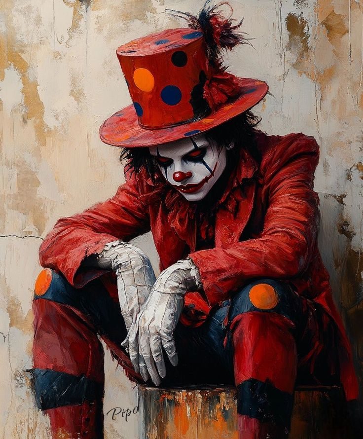 Garami Nelli: Egy szomorú bohóc monológja című vers illusztrációja a Múzsák Könyvtárában