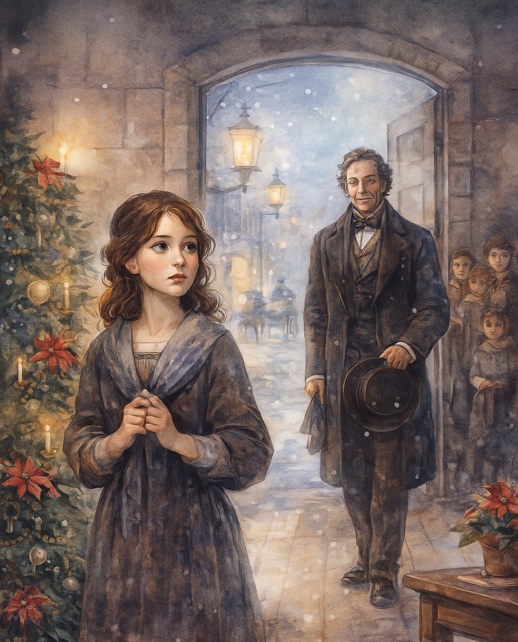 Varga-Ipacs Eszter: Netti titkos karácsonya című novella illusztrációja a Múzsák Könyvtárában.