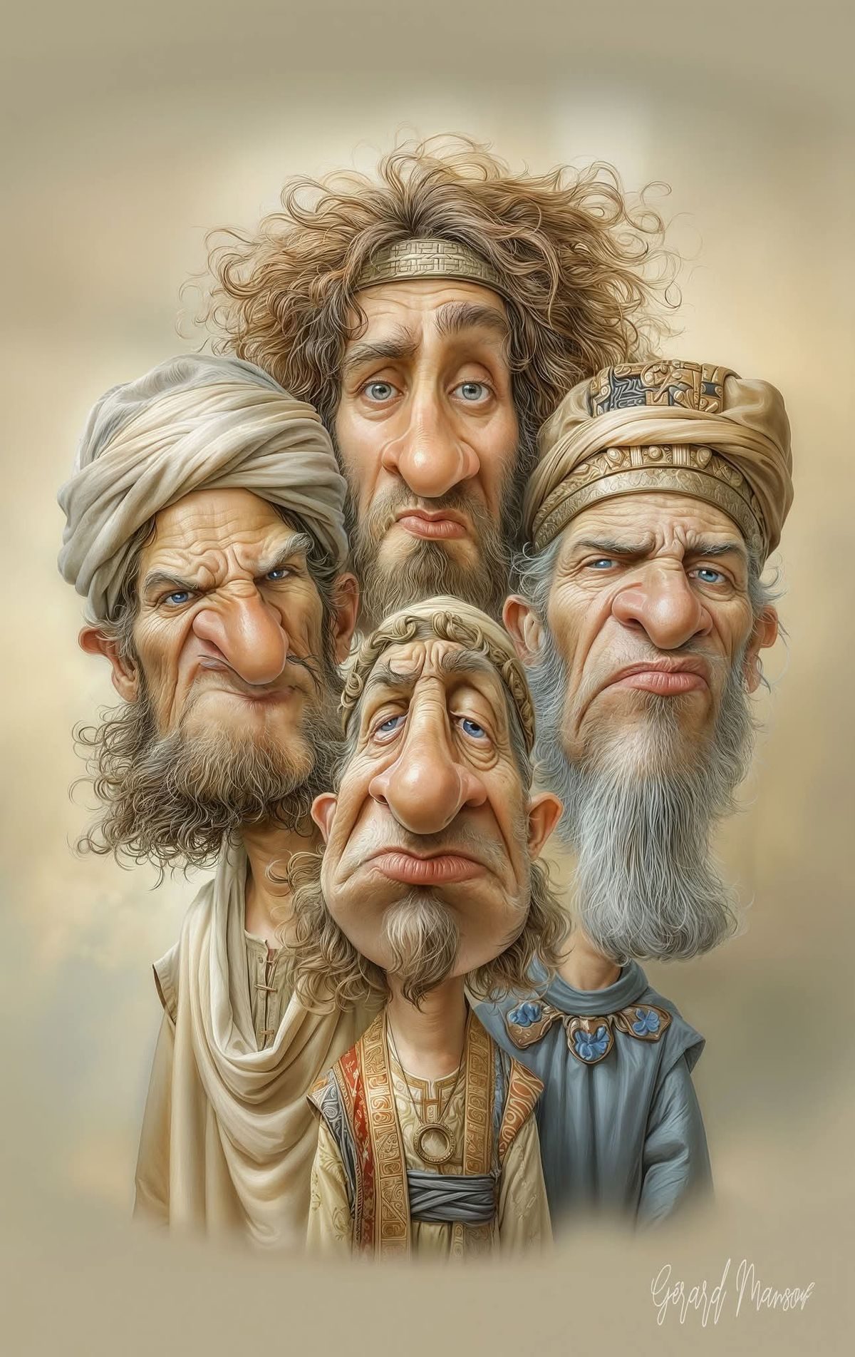 Rose Logan: A négy bazári kufár című vers illusztrációja a Múzsák Könyvtárában