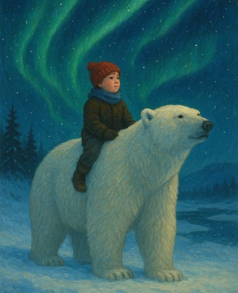 Gáll Zoltán: Niko és a jegesmedve című novella illusztrációja a Múzsák Könyvtárában.