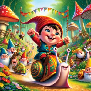 Iochom Zsolt: A manók viadala című mese illusztrációja a Múzsák Könyvtárában