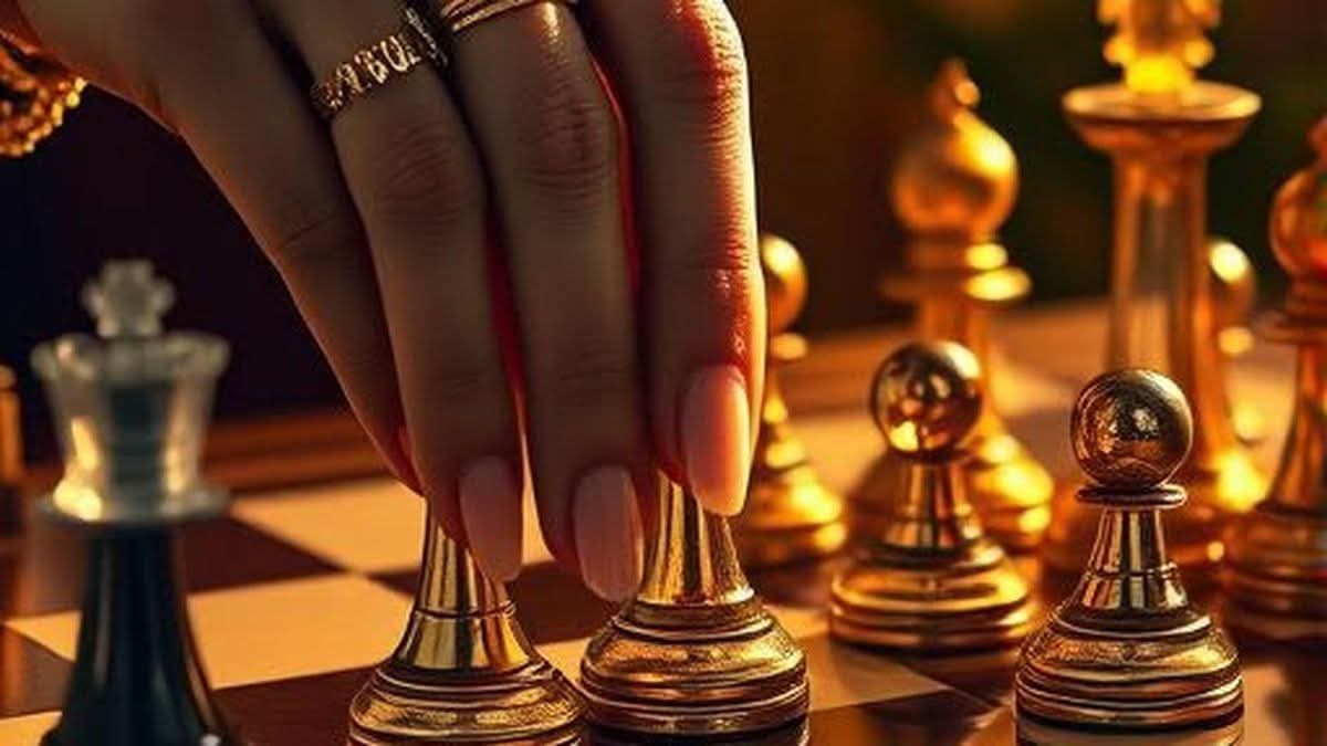 Soósné Balassa Eszter: A sakktábla című vers illusztrációja a Múzsák Könyvtárában