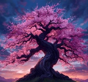 Gyurkó Mónika: A Sakura fa legendája című mese illusztrációja a Múzsák Könyvtárában