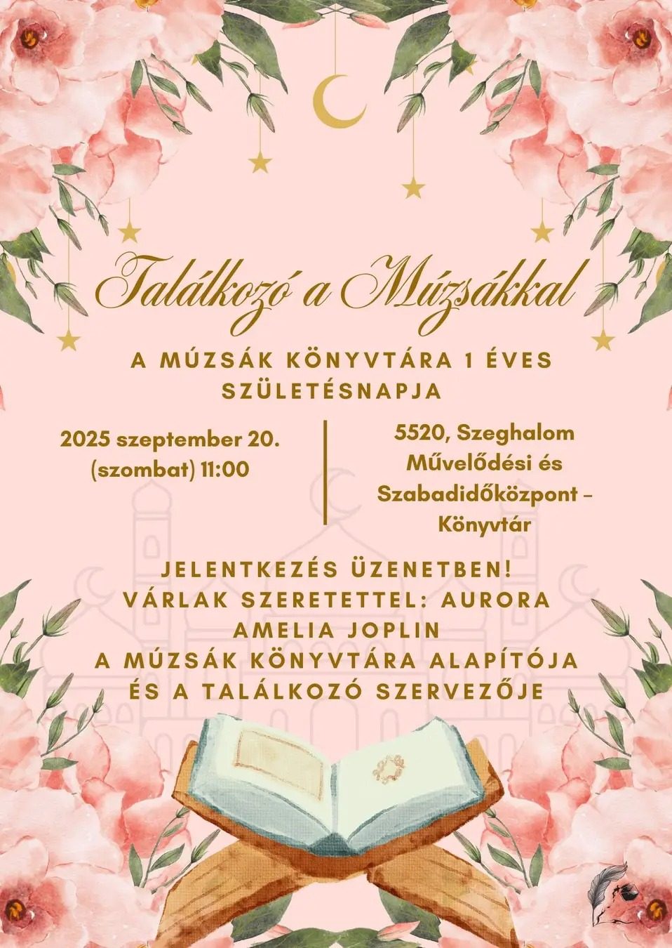 Gábor Edit: Találkozás a múzsákkal című vers illusztrációja a Múzsák Könyvtárában