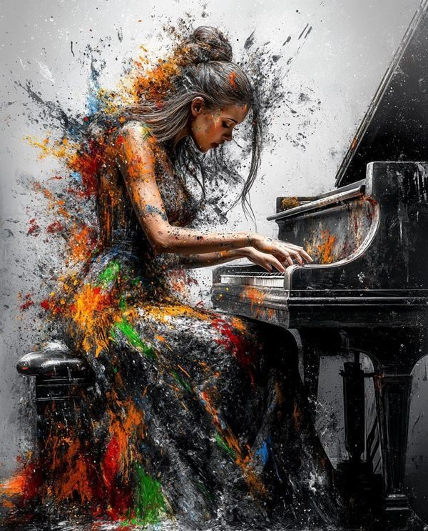 Garami Nelli: Zene című vers illusztrációja a Múzsák Könyvtárában