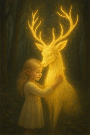 Varga-Ipacs Eszter: Az aranyszarvas című novella illusztrációja a Múzsák Könyvtárában.