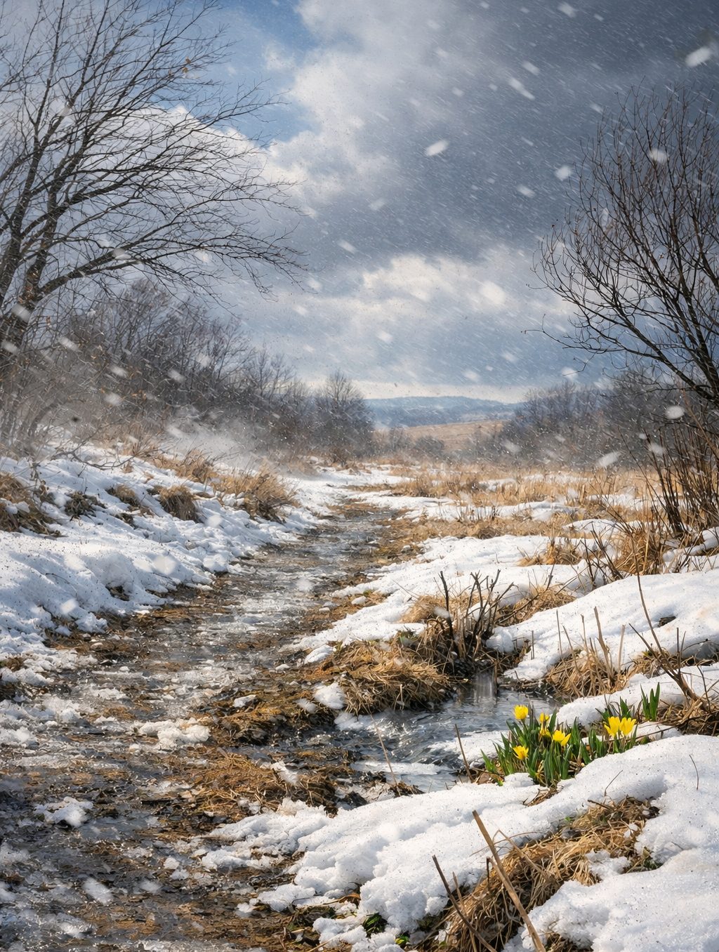 Antal Izsó: Tavaszváró haikuk című vers illusztrációja a Múzsák Könyvtárában
