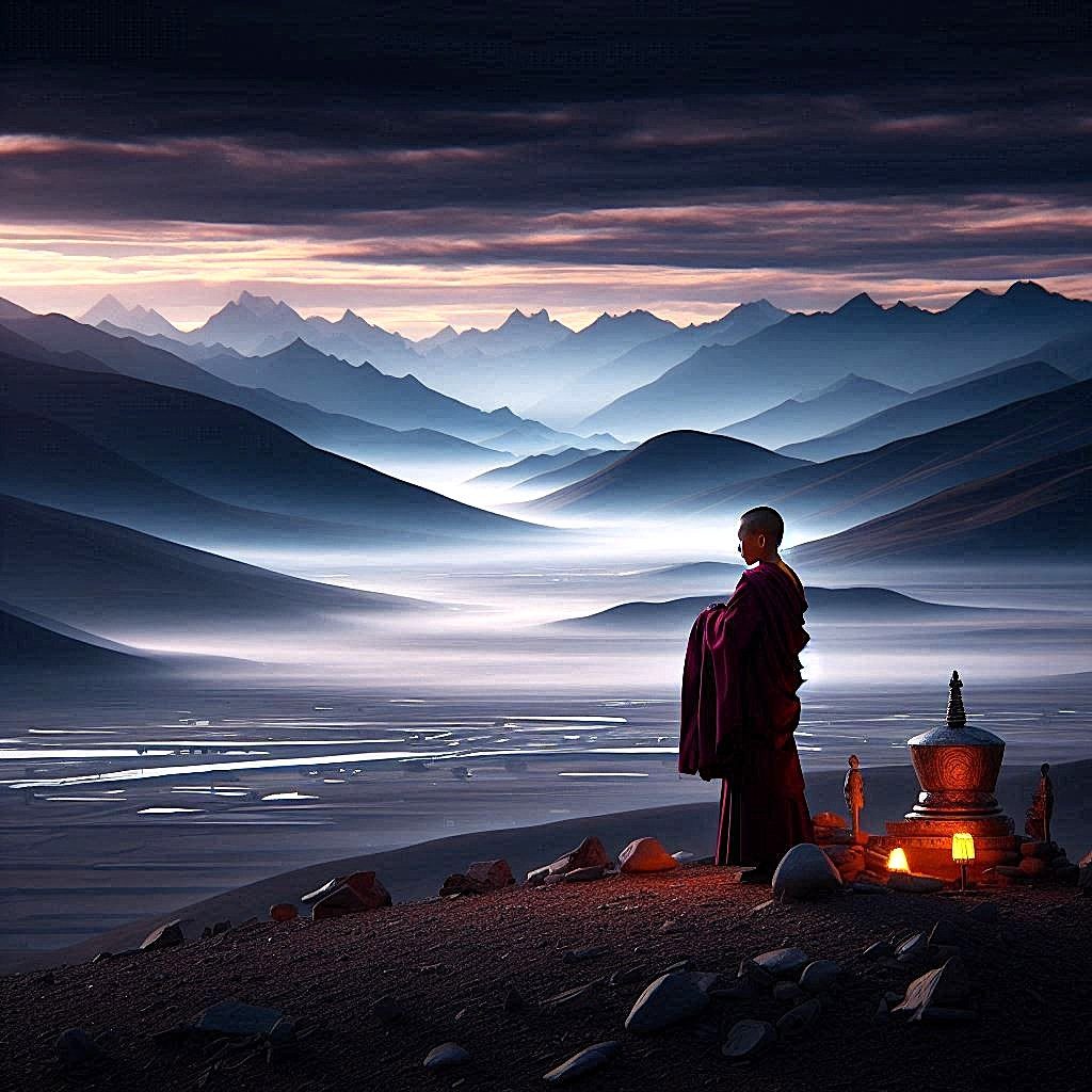 Balogh Erika: Gendün gondolatai című novella illusztrációja a Múzsák Könyvtárában.