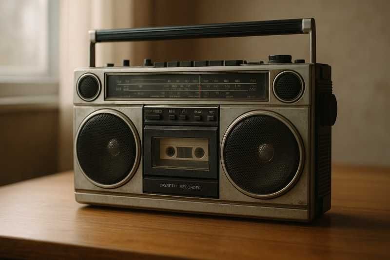 Vizkeleti Erzsébet: A kazettás magnó című novella illusztrációja a Múzsák Könyvtárában.