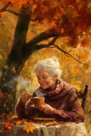 Márkus Katalin/Kata/: Reggeli szokásaim című novella illusztrációja a Múzsák Könyvtárában.