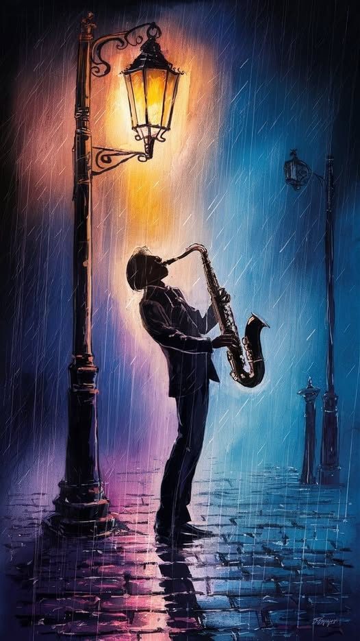 Híres B Ede: Dal az éjben című vers illusztrációja a Múzsák Könyvtárában